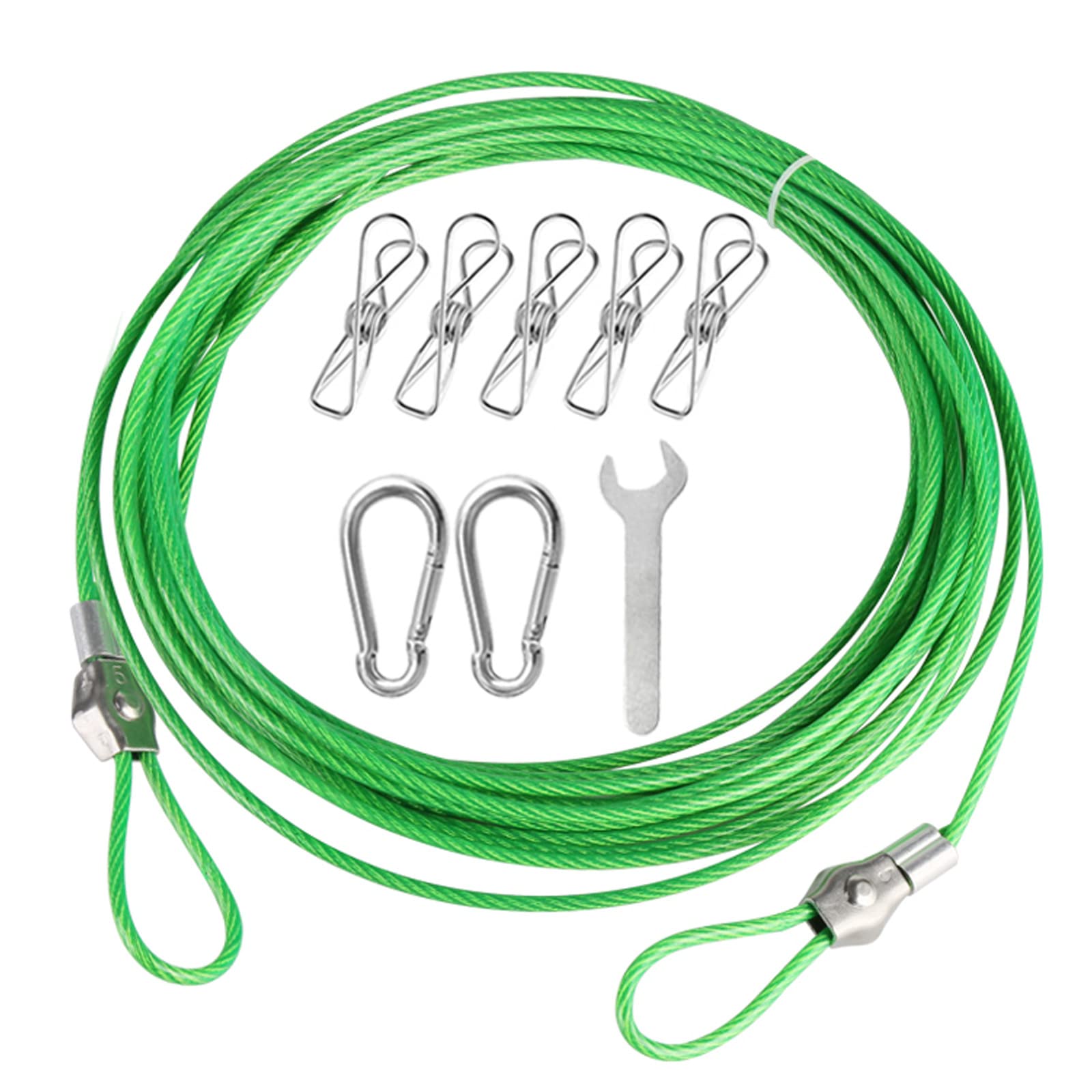 RINGGLO M4 Portable Windproof Clothes Rope Line, 304 Stainless Steel Plastic Coated Clothesline for Outdoor Indoor Home,10 meter