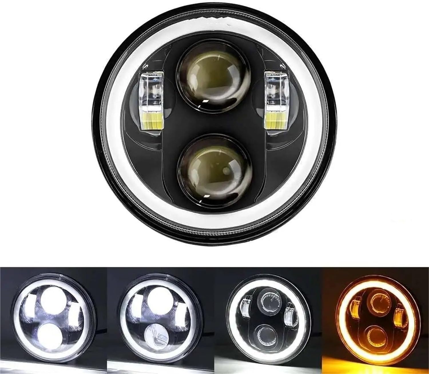 バイクヘッドライト 5.75インチヘッドライト 5 3/4インチ DRL オートバイ用ヘッドランプ ダイナ用 アイアン883用 スト