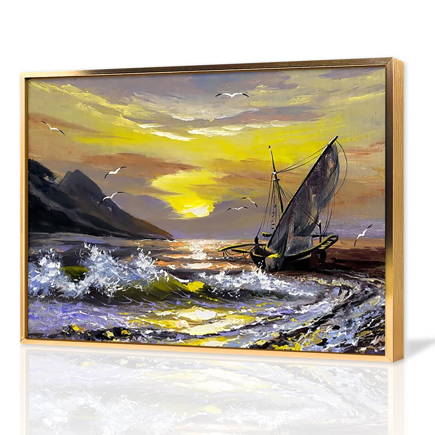 Amazon.co.jp: 絵画 水彩海の帆船ですインテリア 絵画 风景アート