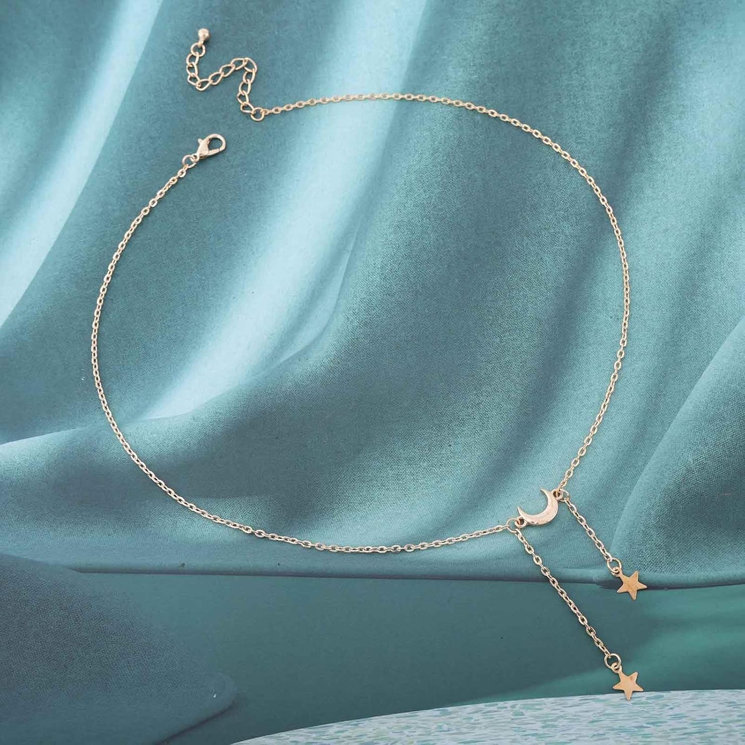 Boho Moon Star Pendant Necklace Vintage Crescent Moon Choker Necklace Gold Star Y Lariat Necklace Minimalist Half Moon Chain Necklace Jewelry for Women - Image 3
