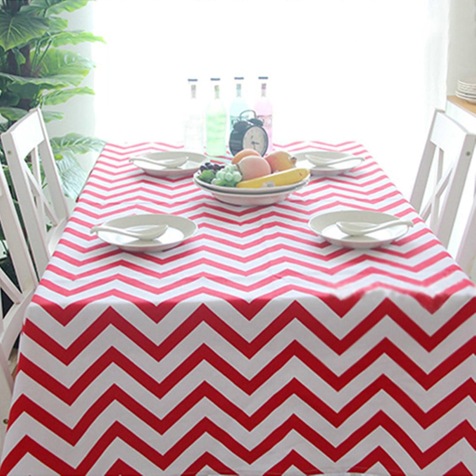 Tischdecke Eckig Leinenoptik Table Cloth Modern Geometrische Welligkeit Tischdeckenschoner Unterlage Table Cloth Cotton Linen Rot Tischschutz Dekoration 120X120Cm
