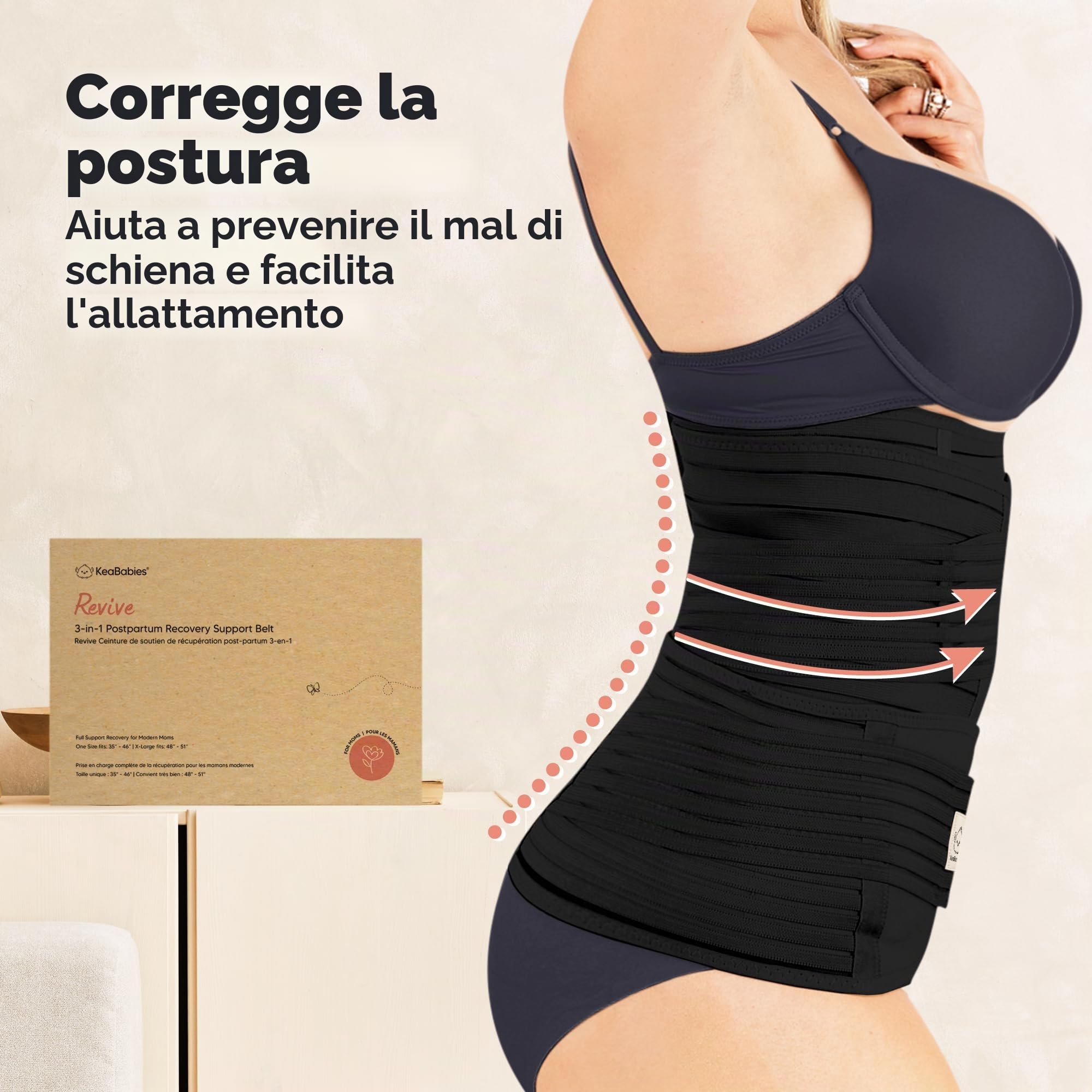 3 in 1 Post-Partum Supporto per La Pancia Involucro di Recupero - Ventre per Postnatale, Gravidanza, maternità - Cinturini per Donne Shaper per Il Corpo - Cintura Shapewear (Midnight Black, M/L)