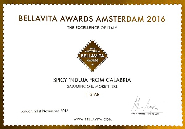 Moretti® Nduja Calabrese Di Spilinga Épicé Original Artisan | Emballage sous vide | Sans OGM 100% NATUREL dans l'intestin | Salami pur porc à tartiner (1 Pezzo) - 4