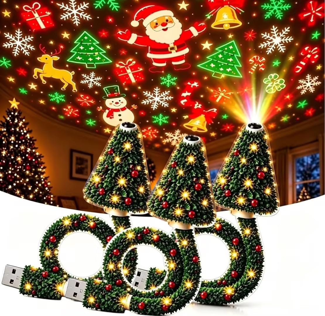 Christmas Projector Indoor,Plug and Play Christmas Scene Projector，3PC