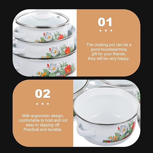 Miniatura 6 de DOITOOL 3 unids para ollas de sopa de inducción Restaurante Fondo No Estufa Salsa Texturizada Pequeña Olla Plana Hogar Hotpot Multifuncional