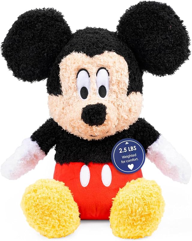 Disney Mickey Mouse Cartoon Kids Weighted Fuzzy Plush Pillow Buddy, Black | 15 Inches, Official Product, 2.5 Pound Calming, Cozy Soft, Stuffed Plushie, Spot Clean Only, Kids Gift