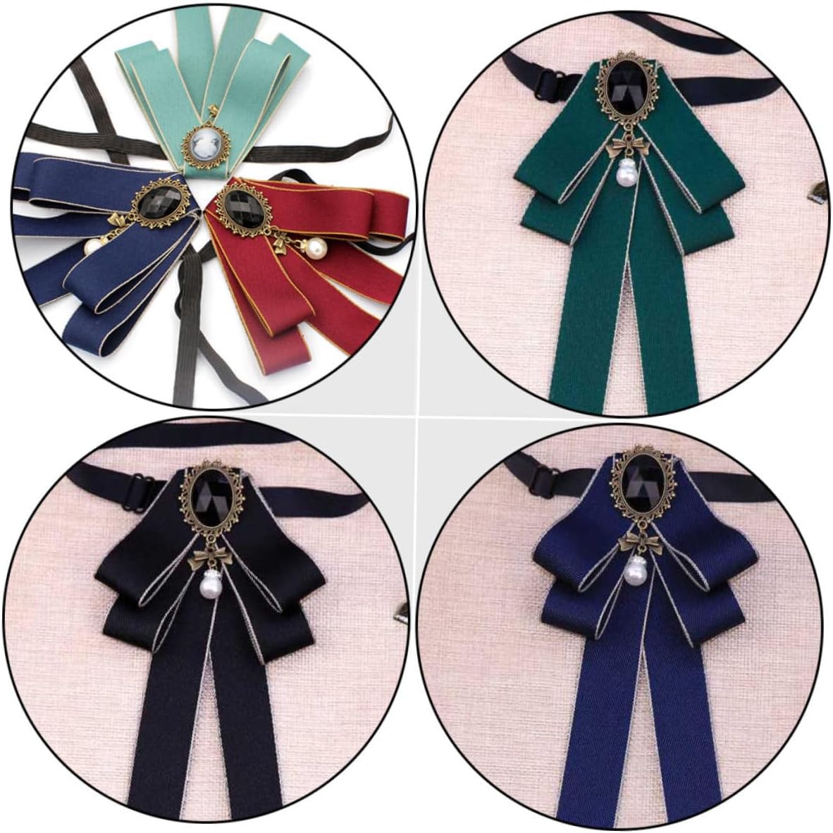 4pcs Women Bow Tie Casual Uniform Bow Collar Accessories and Wine Stylish Neckwear for School Business and Events