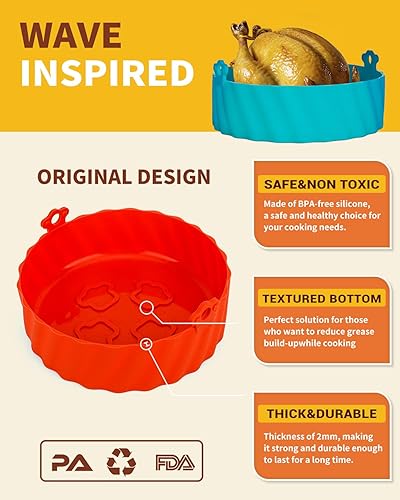 Miniatura 3 de Forros para freidora de aire reutilizables para freidora de aire doble Ninja Foodi, forros rectangulares para freidora de aire, paquete de 2 forros