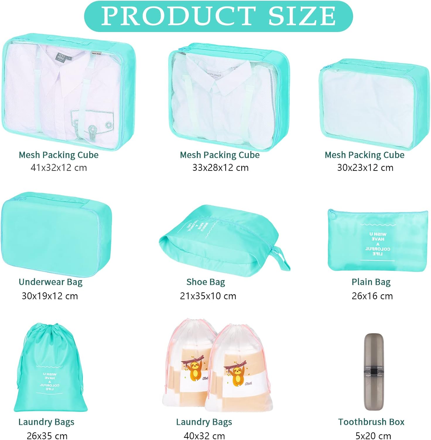 Yordawn 10 Pezzi Set Organizer Valigia Salvaspazio Impermeabili Cubi di Imballaggio leggero Kit Viaggio Accessori Utili Organizer Borse Abiti da Viaggio per Vestiti Scarpe Cosmetici Intimo, Blu acceso - Immagine 5