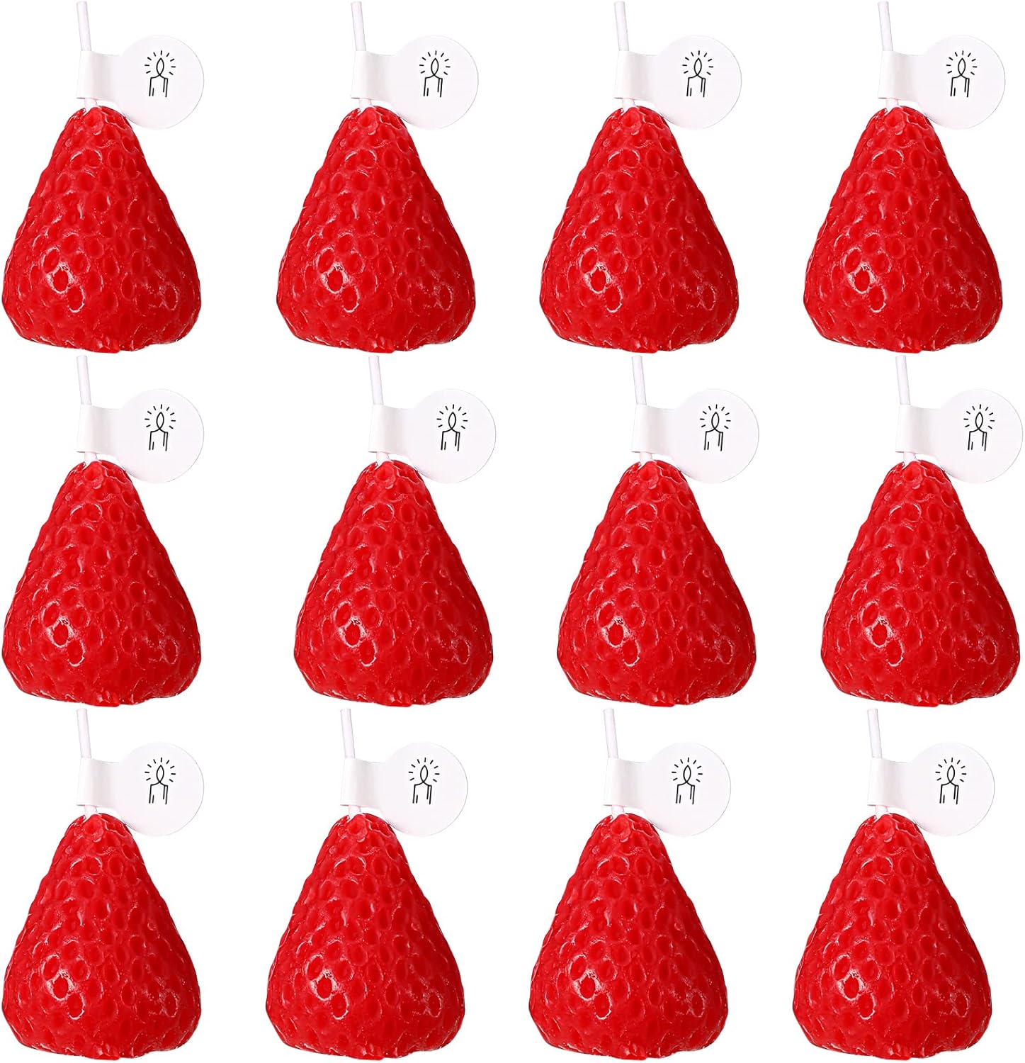MTLEE 12 Pcs Strawberry Candle Gift for Women Strawberry Scented Decorative Jar Candle Cute Soy Wax Birthday Cake Decoration for Party Home Bath Yoga Spa Aesthetic Table(Red,1.2 x 1.6 Inches) - Image 2