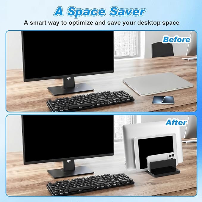 Soporte Vertical Ajustable para Laptop, Acrílico 3 Ranuras miniatura 5
