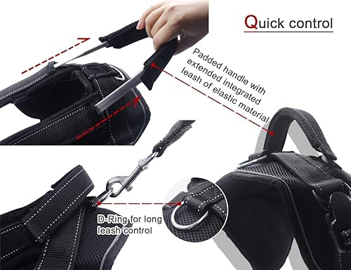 Miniatura 4 de Yogadog– Arnés resistente para perro, evita tirones, acolchado con correa integrada extendida epecial, costuras reflectantes, especial para perros