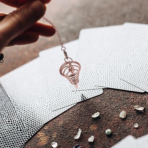 Miniatura 6 de PLIGREAT Collar de péndulo de metal de bronce para radiestesia, péndulo de punto espiritual para la curación de adivinación, Wicca, equilibrio,