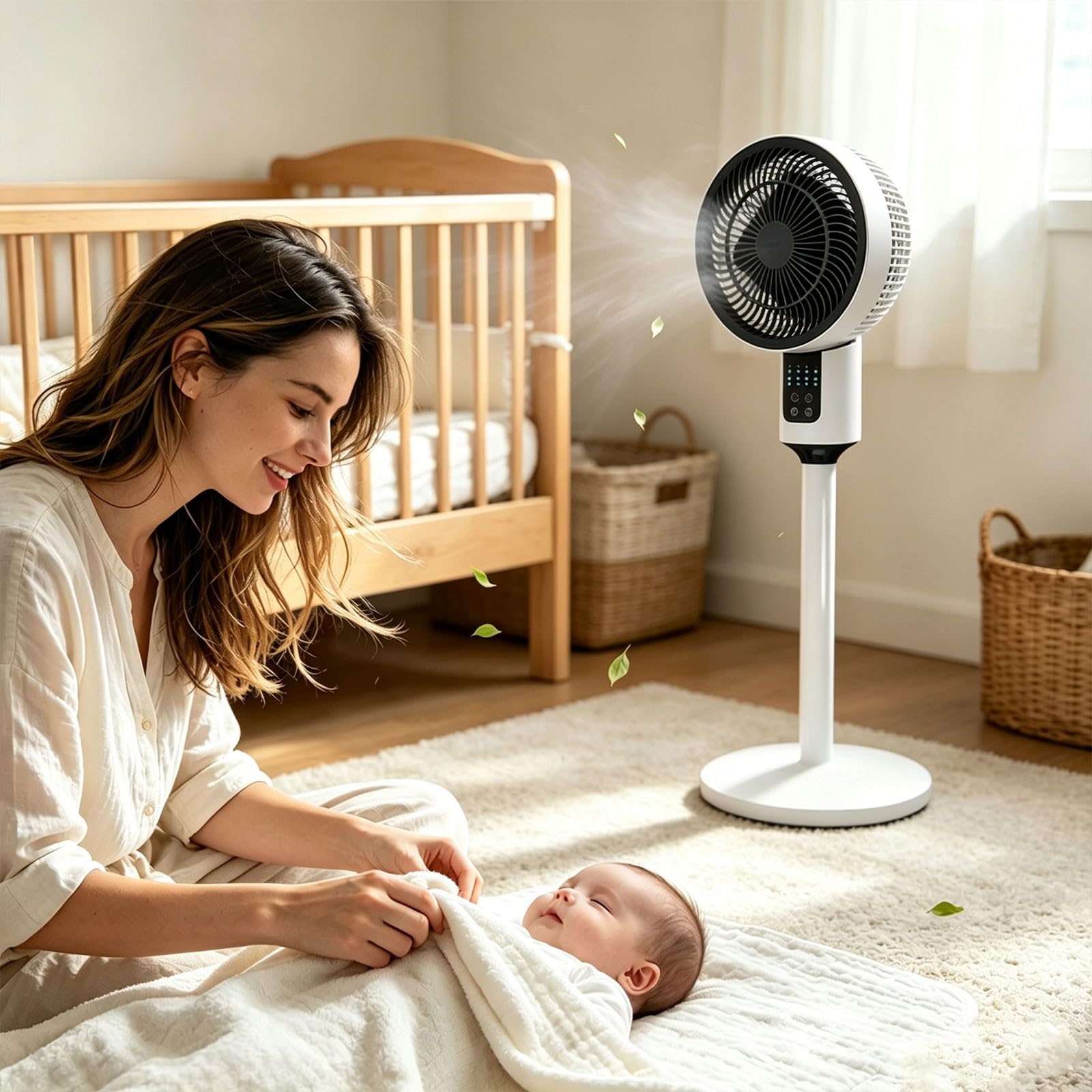 Tragbarer Stand-USB-Ventilator, höhenverstellbar, leise Luftzirkulation, für Zuhause, Schlafzimmer, Schreibtisch, Arbeitsplatz, mit oszillierendem Kopf, mehrere Geschwindigkeitsstufen