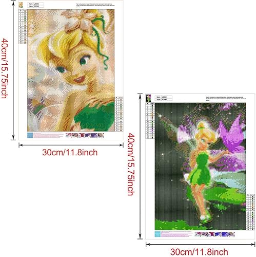 Miniatura 2 de Paquete de 2 piezas de pintura de diamante 5D Tinker Bell Princess Kit completo de taladro por números para adultos y niños, regalo de diamantes de