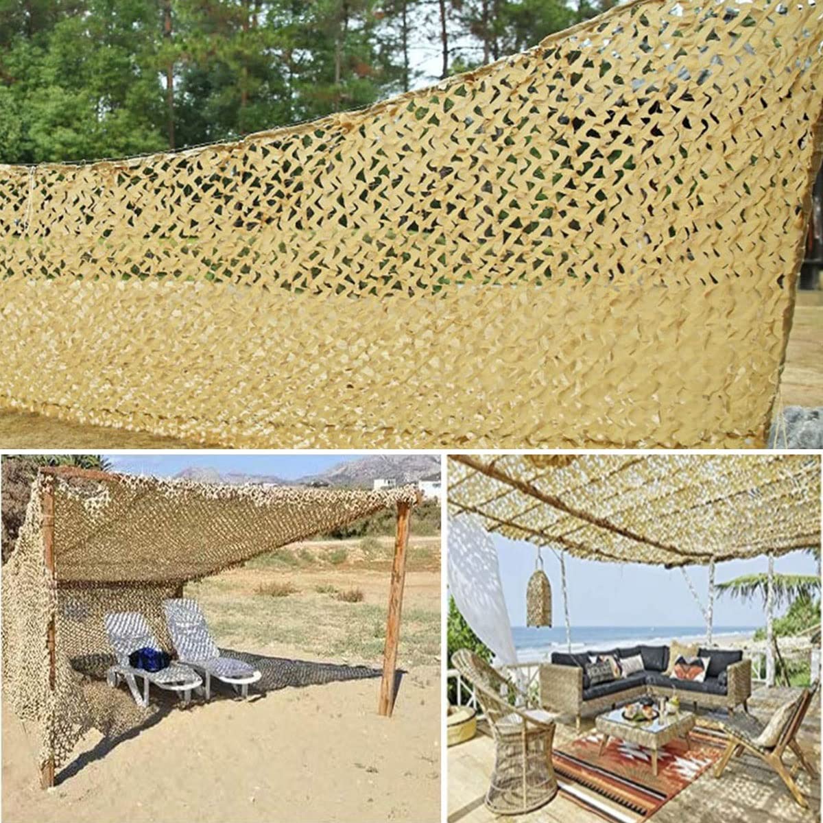Tela de red 210D – Cubierta de caza al aire libre para protección del sol, selva y aves (6 x 6 m) – Red de camuflaje resistente a los rayos UV para camping y observación de vida silvestre.