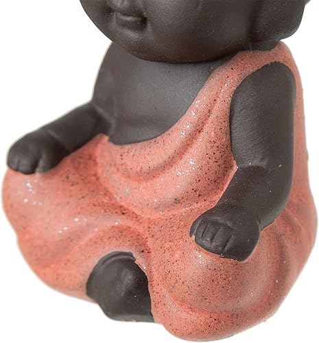 Miniatura 4 de FENGSHUI-CAISHEN Estatua de Little Buddha, figura de Buda bebé, arcilla hecha a mano para meditar decoración de escritorio zen para interiores