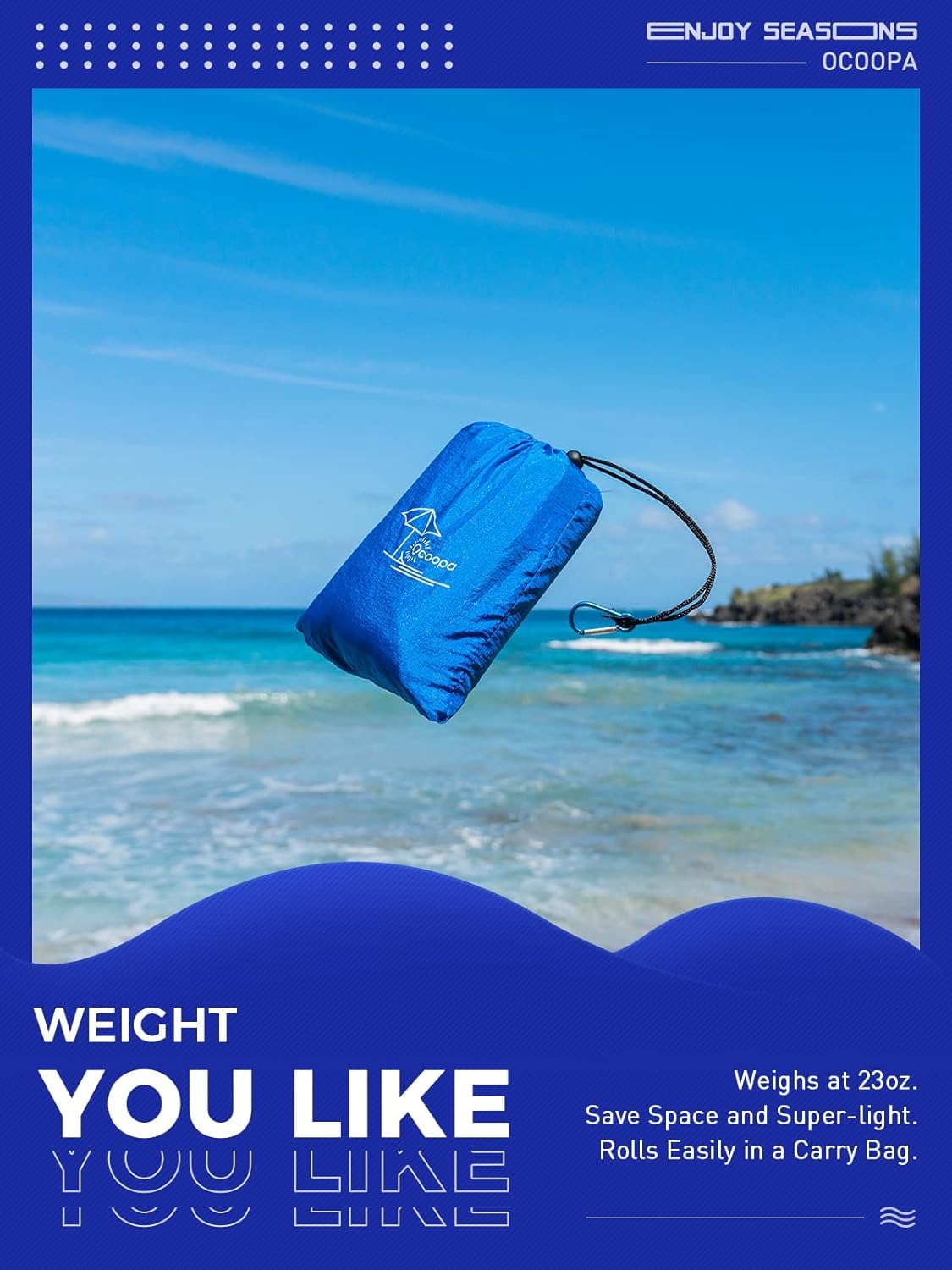 OCOOPA Extra Large Beach Blanket, Sand Free, Large Oversized Camping Mat, Comfortable Parachute Nylon, Cozy& Chic, Compact& Light, 4 Stakes&1 Travel Bag, S09 - Image 5