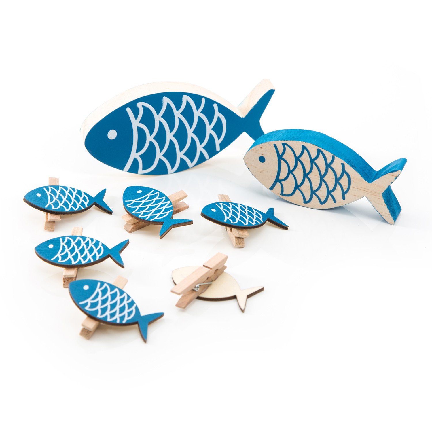 25 Sacs En Papier Blanc 13x18 Cm + Autocollants Poissons Bleus - Emballage Cadeau Communion Baptême