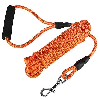 Vivifying Dog Check Cord, 20FT/6M Floatable Long Dog Training Rope with Handle for Beach, Lake (Orange)