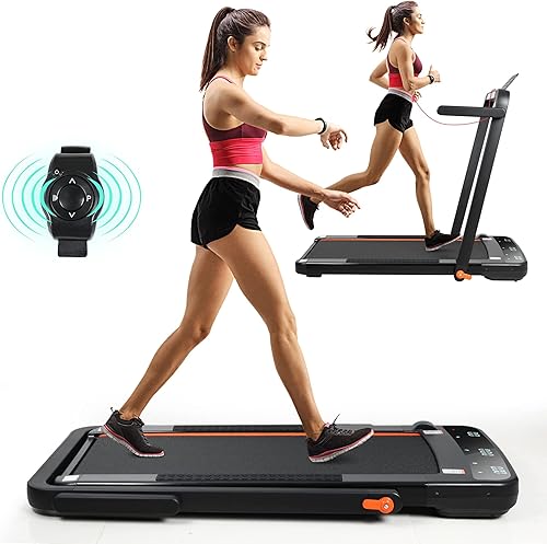 CEARTRY Cinta de correr plegable 2 en 1, caminadora para debajo del escritorio, capacidad de 300 libras, caminadora plegable sin instalación, cinta