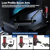 Vista 3 de Microphone Arm,Aokeo AK-58i Desk Low Profile Mic Boom Arm Stand,Suitable For Blue Yeti,Snowball iCE,HyperX QuadCast,SoloCast,Elgato Wave,Etc