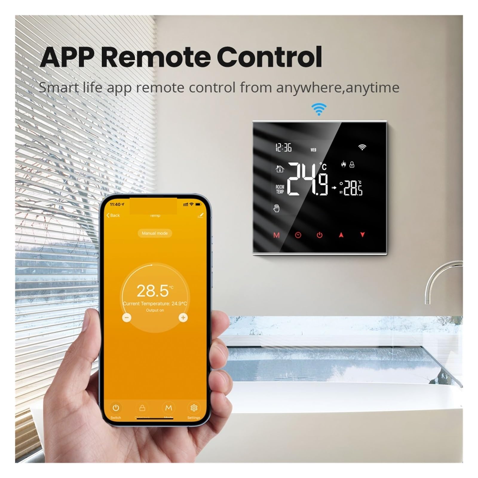 WiFi Inteligentny Termostat, Ogrzewanie Elektryczne Kocioł Gazowy Wody Regulator Temperatury Pracy OszczęDza Energię I Koszty Ogrzewania(NO WiFi 16A Heating)