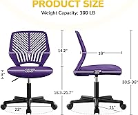 Vista 12 de Yaheetech Linda silla de escritorio para niños, silla de computadora pequeña sin brazos con soporte lumbar para adolescentes, respaldo bajo, Verde