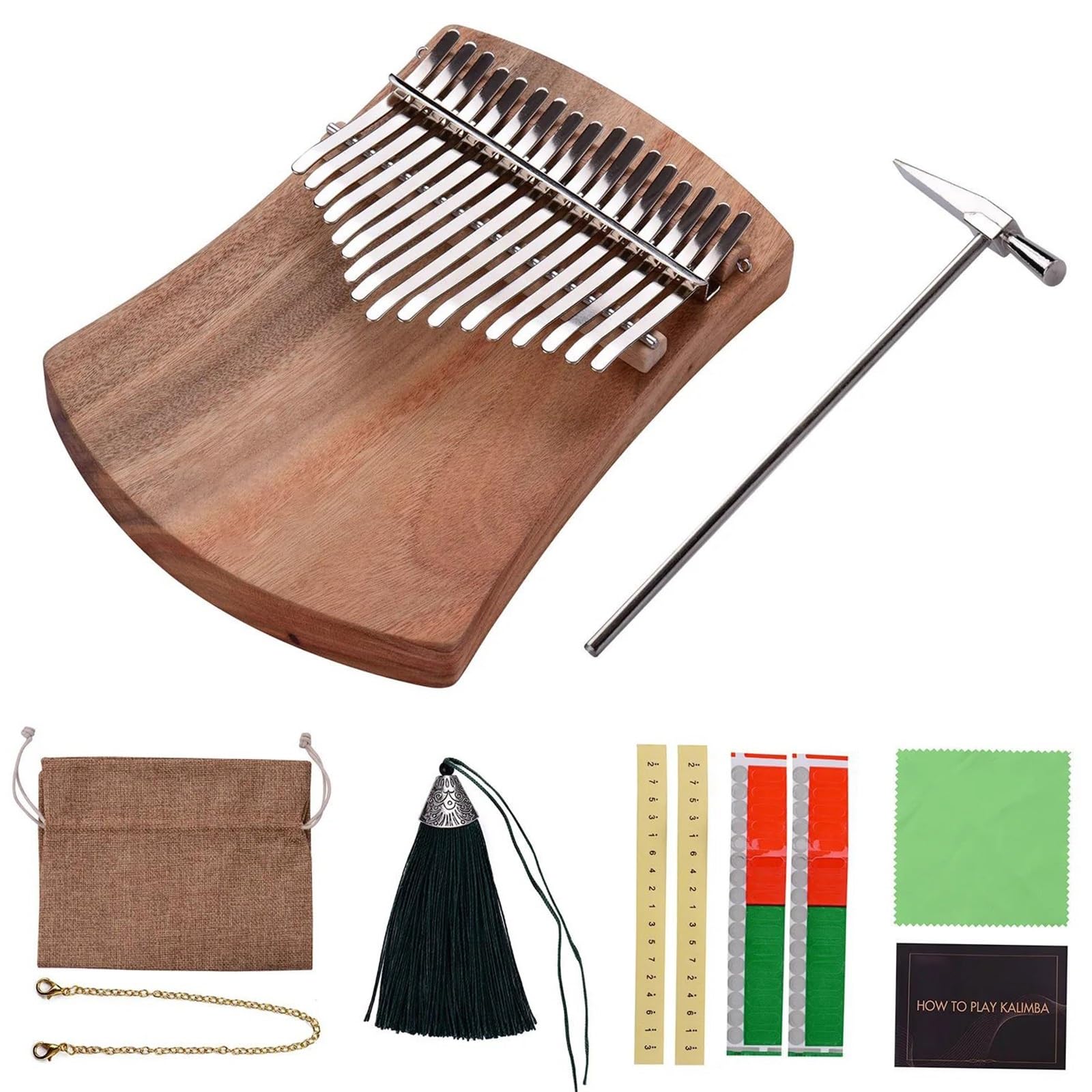 Kalimba Fortepian 17-klawiszowy Fortepian Kalimba Camphorwood C Tone Z Torbą Do Noszenia Książka Muzyczna Skala Muzyczna Naklejki Młotek Tuningowy