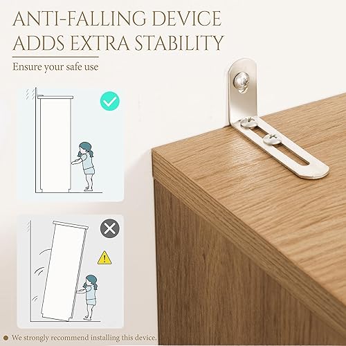 Miniatura 8 de Yechen Armario estriado de 67 pulgadas con puertas y cajón, armario de madera con estante ajustable, armarios pequeños modernos para almacenamiento