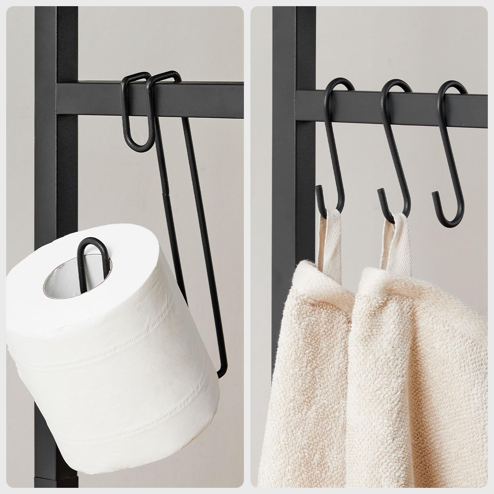 HOOBRO Étagère de Toilettes, Étagère WC à 2 Niveaux, Étagère de Salle de Bain, Meuble Toilette, Gain de Place, Montage Facile, Marron Rustique et Noir EBF49TS01