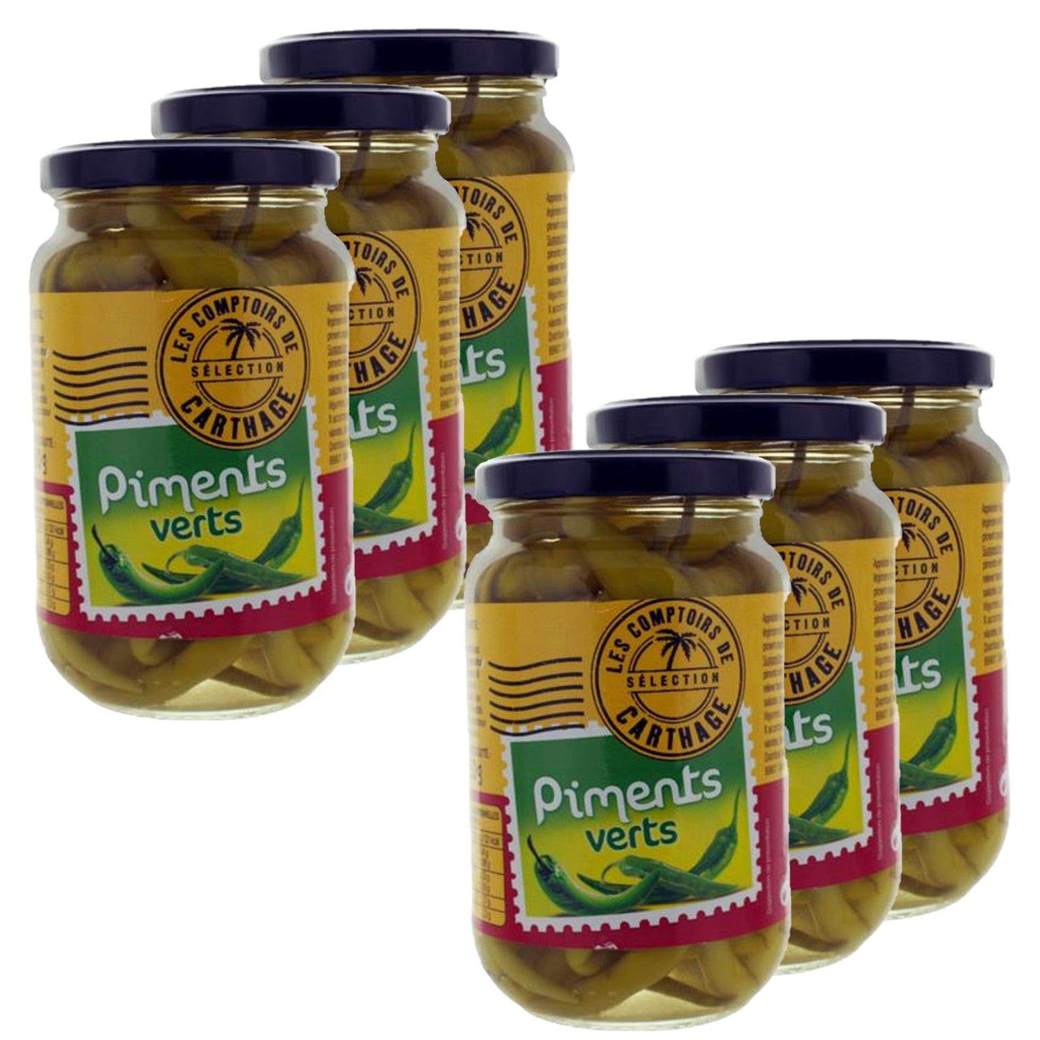 Lot 6x Piments verts - Les Comptoirs de Carthage - pot 150g