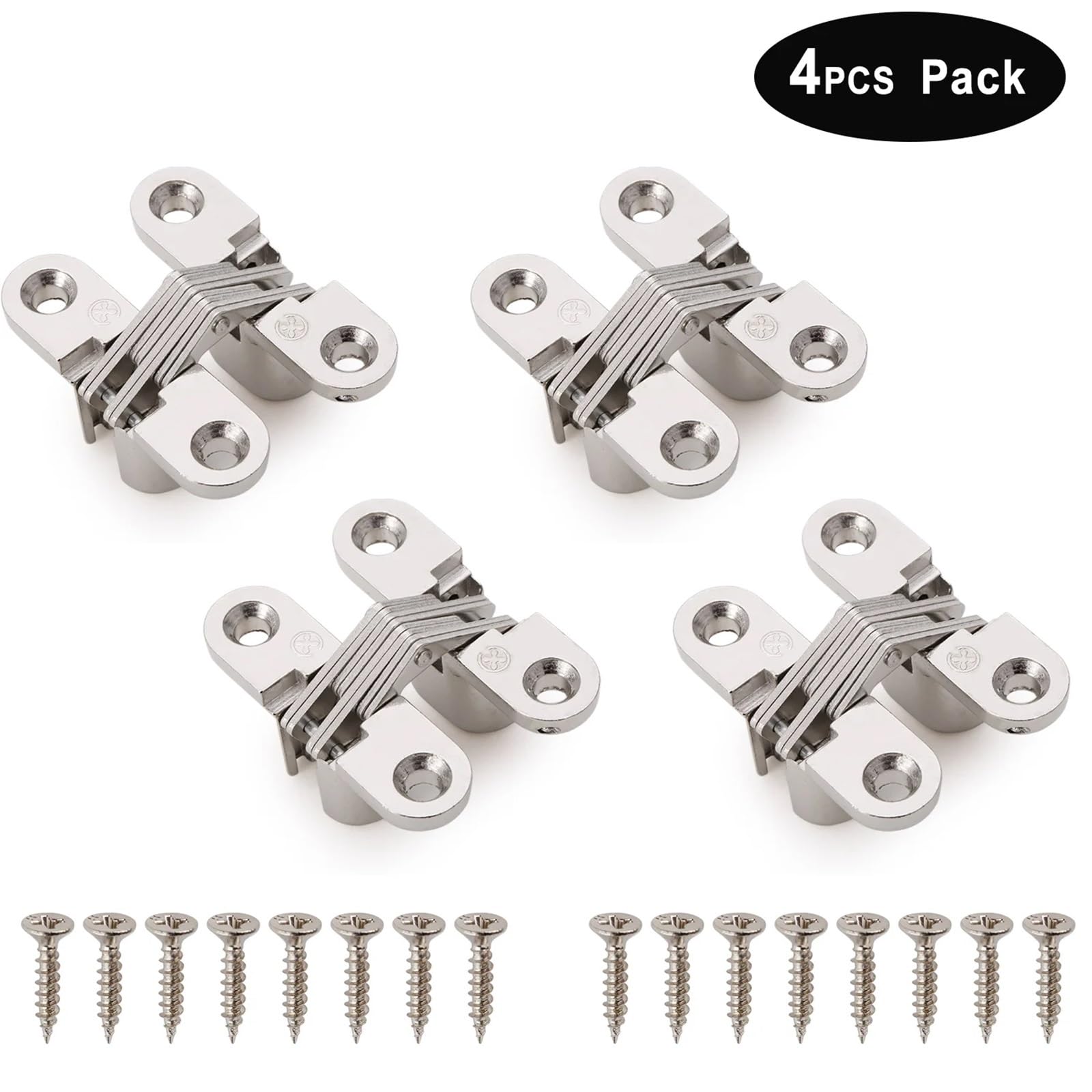 Bisagra invisible de 180 grados, aleación de zinc, color níquel, for puerta plegable invisible.(Nickel 4 pcs)