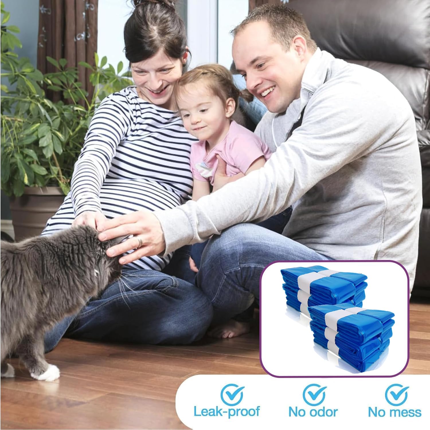 Lot de 12 Sac Poubelle Litière pour Chat | Compatible avec Tous Les Seaux à Couches, Compatible avec Seaux à Litière pour Chats