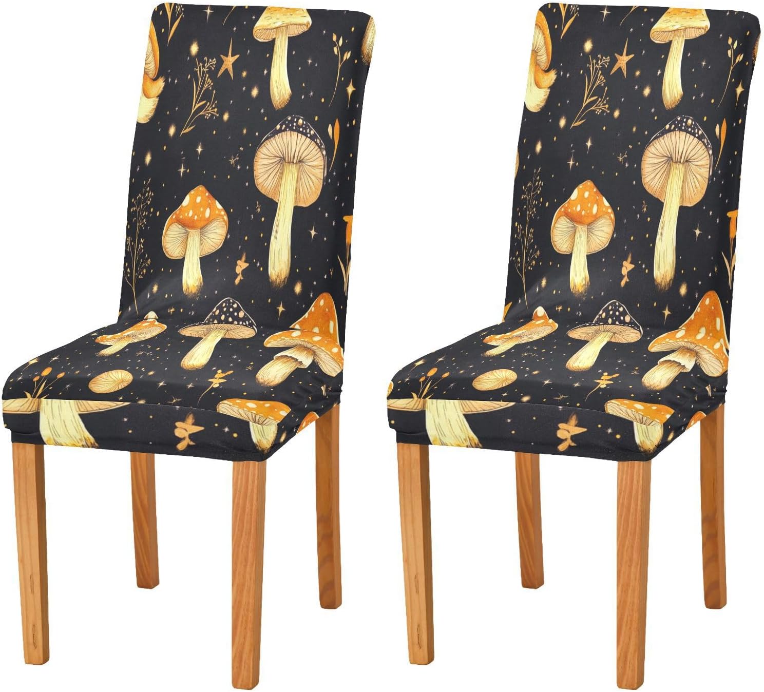 ALAZA Chair Covers for Dining Room, Mushroom Star Art Stretch Chair Cover Sets Chair Protector Removable Washable for Ktichen Restaurant Hotel