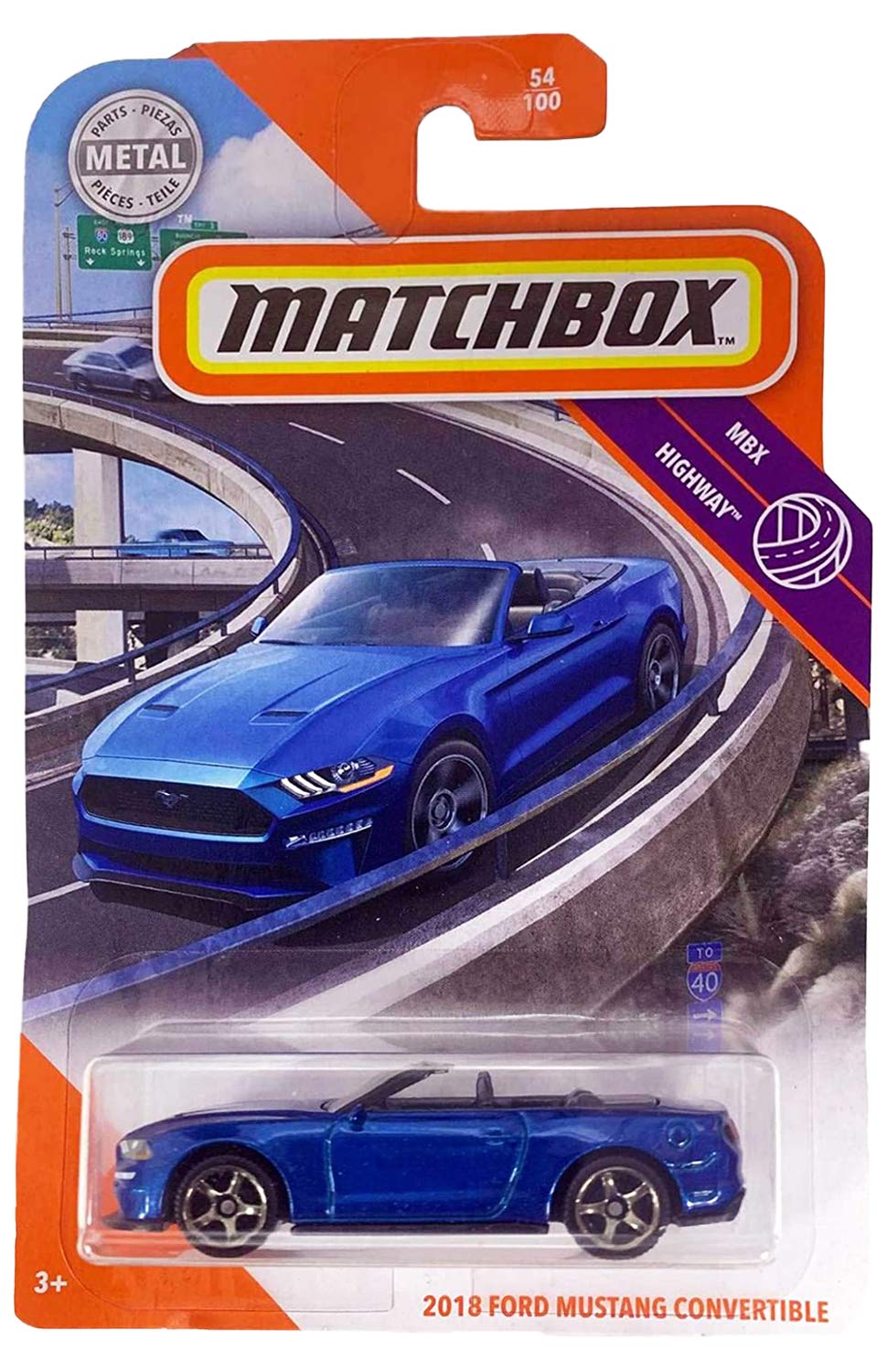Matchbox MBX Highway 2018 Ford Mustang Convertible Car, High Speed ​​Shockproof Non-Slip Durable Off-Road