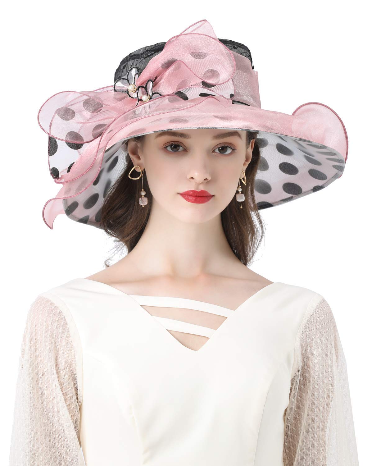 ORIDOOR Women's Organza Cloche Bowler Hat Derby Fascinator for Tea Party Bridal Wedding Hat