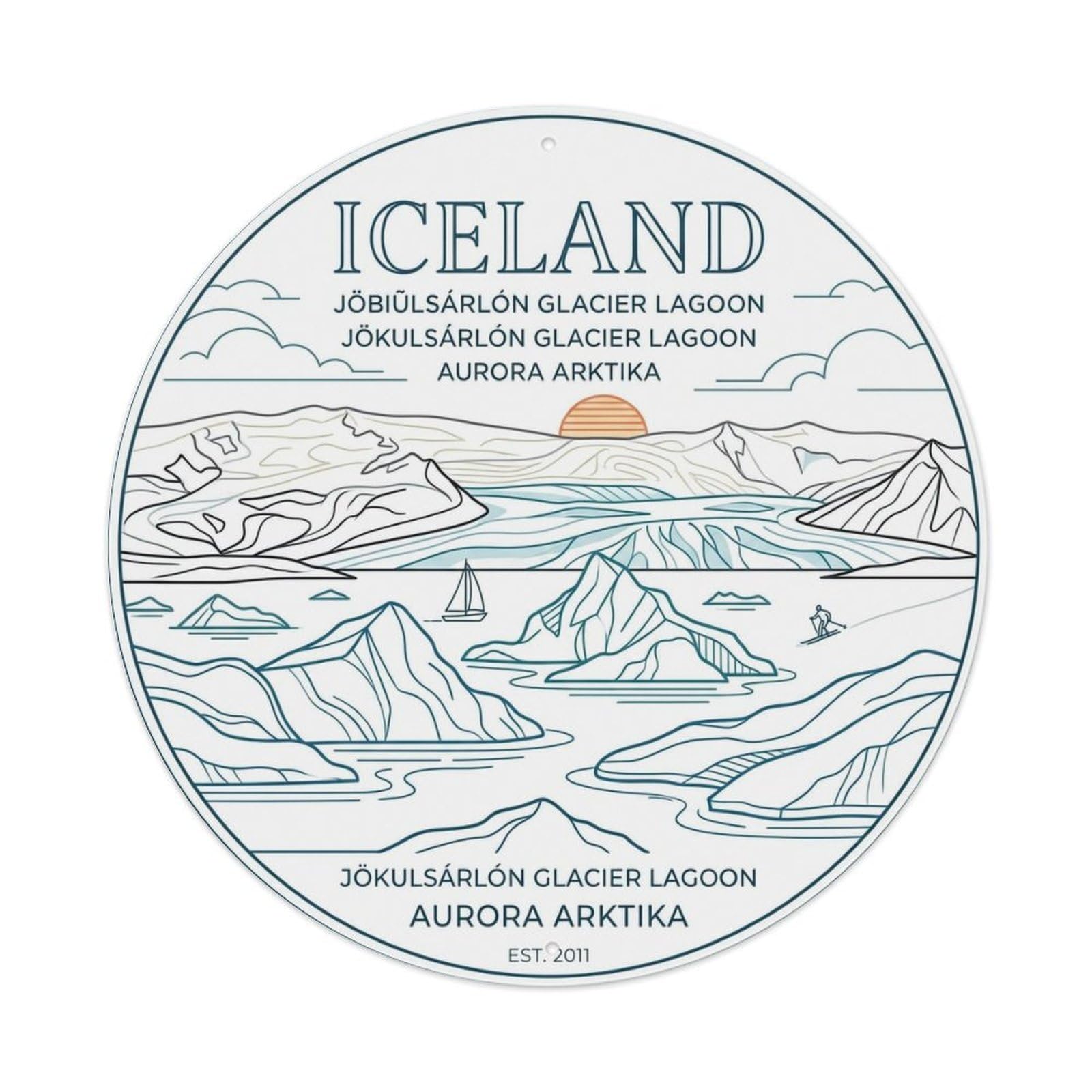 Fqnyr Style Metal Tin Sign Vintage Travel Jokulsarlon Iceland Lagoon