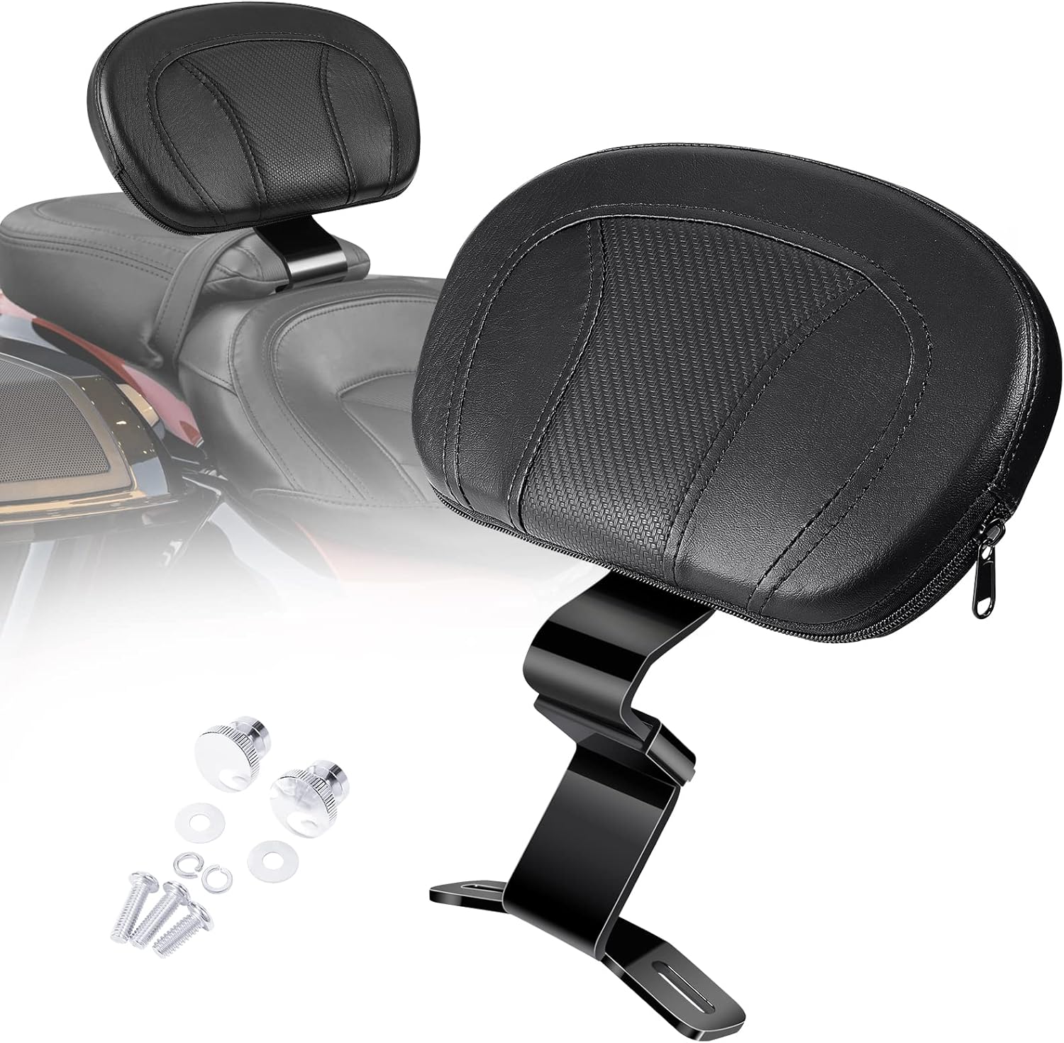 Almohadilla para respaldo delantero del conductor compatible con Harley Touring CVO Street Glide Electra Glide Road King Road Glide 2009-2022 (negro)