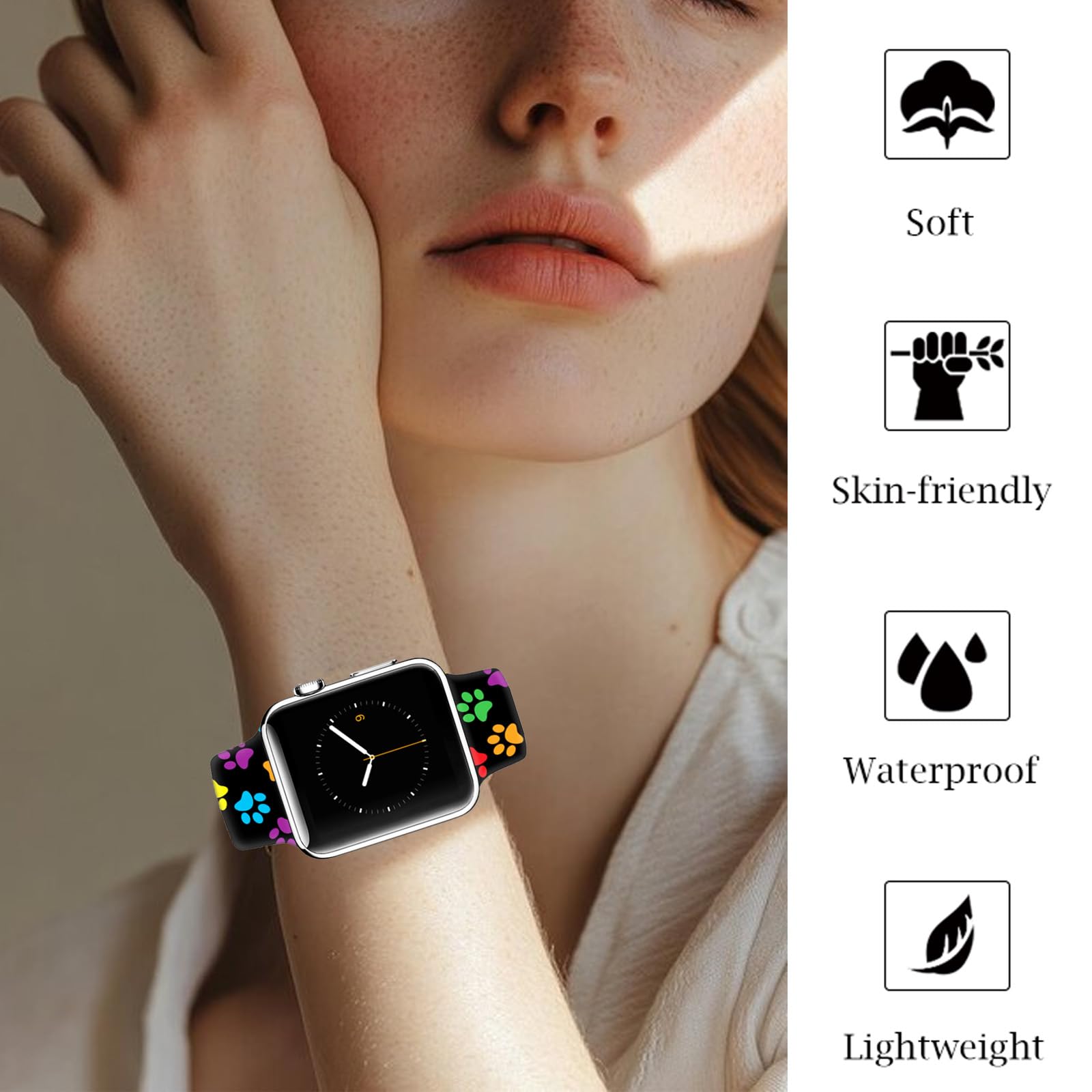 Sportowy pasek do zegarka kompatybilny z Apple Watch 38 mm, 40 mm, 41 mm, 42 mm, 44 mm, 45 mm, dla kobiet, mężczyzn, prezenty, regulowane, wymienne, miękkie silikonowe paski do smartwatcha do iWatch