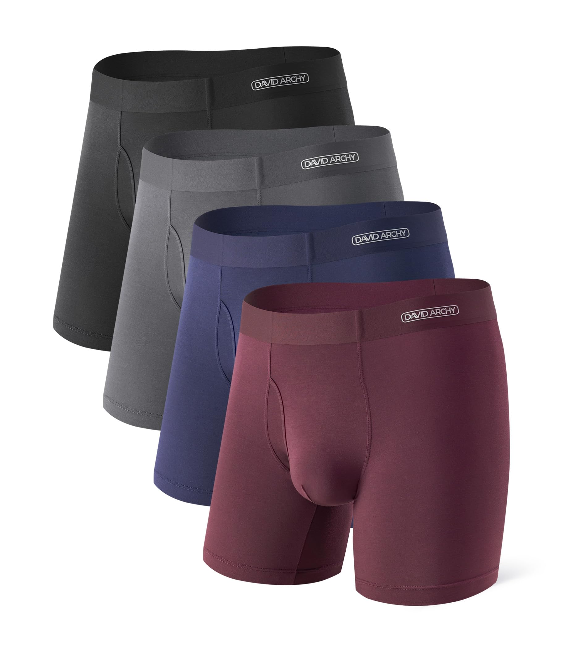 DAVID ARCHY Men’s Modal Boxer Briefs 4-Pack