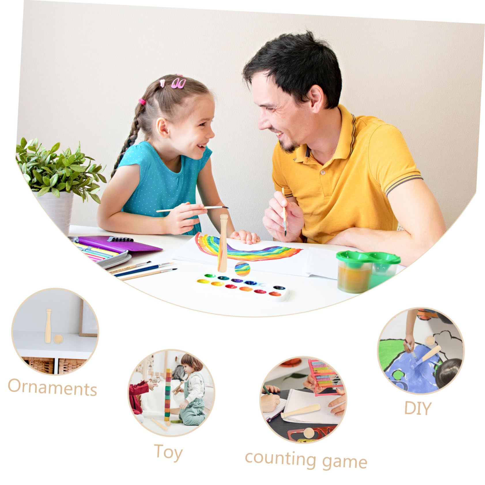 Abaodam 2sets 30 Mini Baseball Bats Wooden Ornaments Craft Kit for Boys and Girls Unfinished Decor for Boys and Girls' Room Christmas 30pcs*2