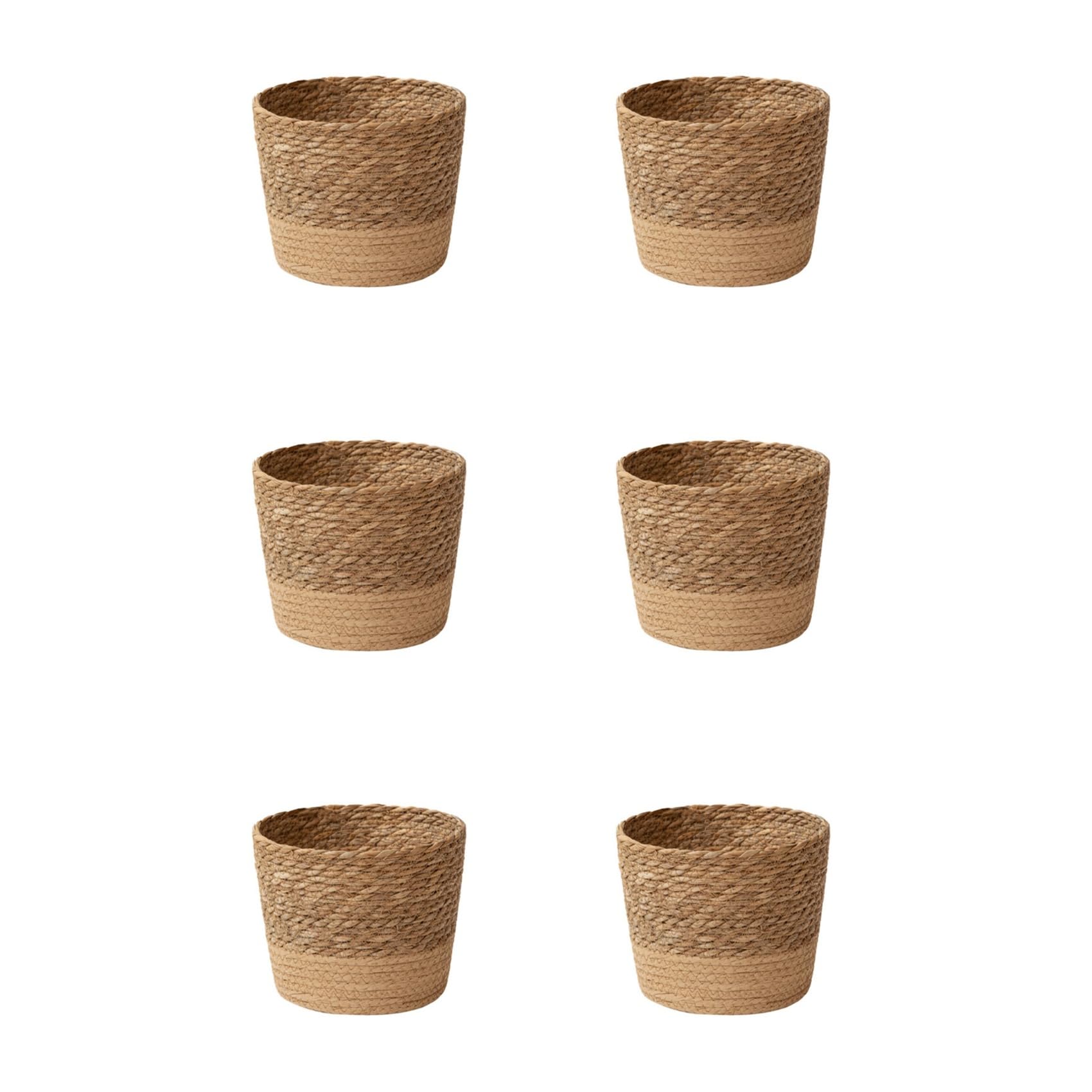 Jnchdghwa 6X Straw Weaving Flower Plant Pot Wicker Basket Rattan Flowerpot Storage Basket Handmade Woven Planter Basket S