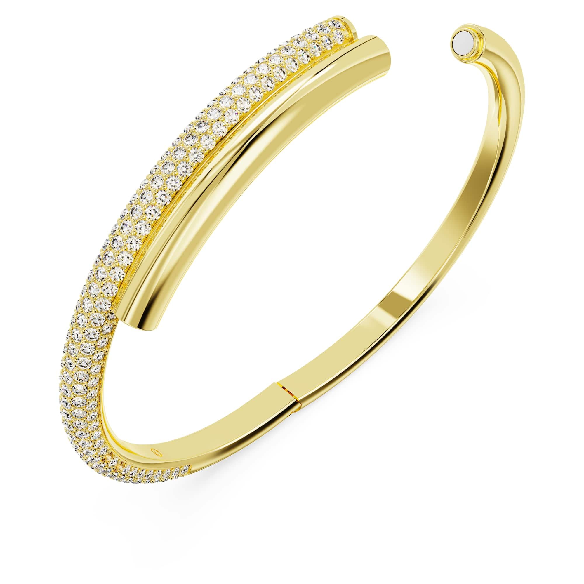 Swarovski Dextera Kolekcja bransoleta sztywna, zapięcie magnetyczne, biały, pokryty w odcieniu złota