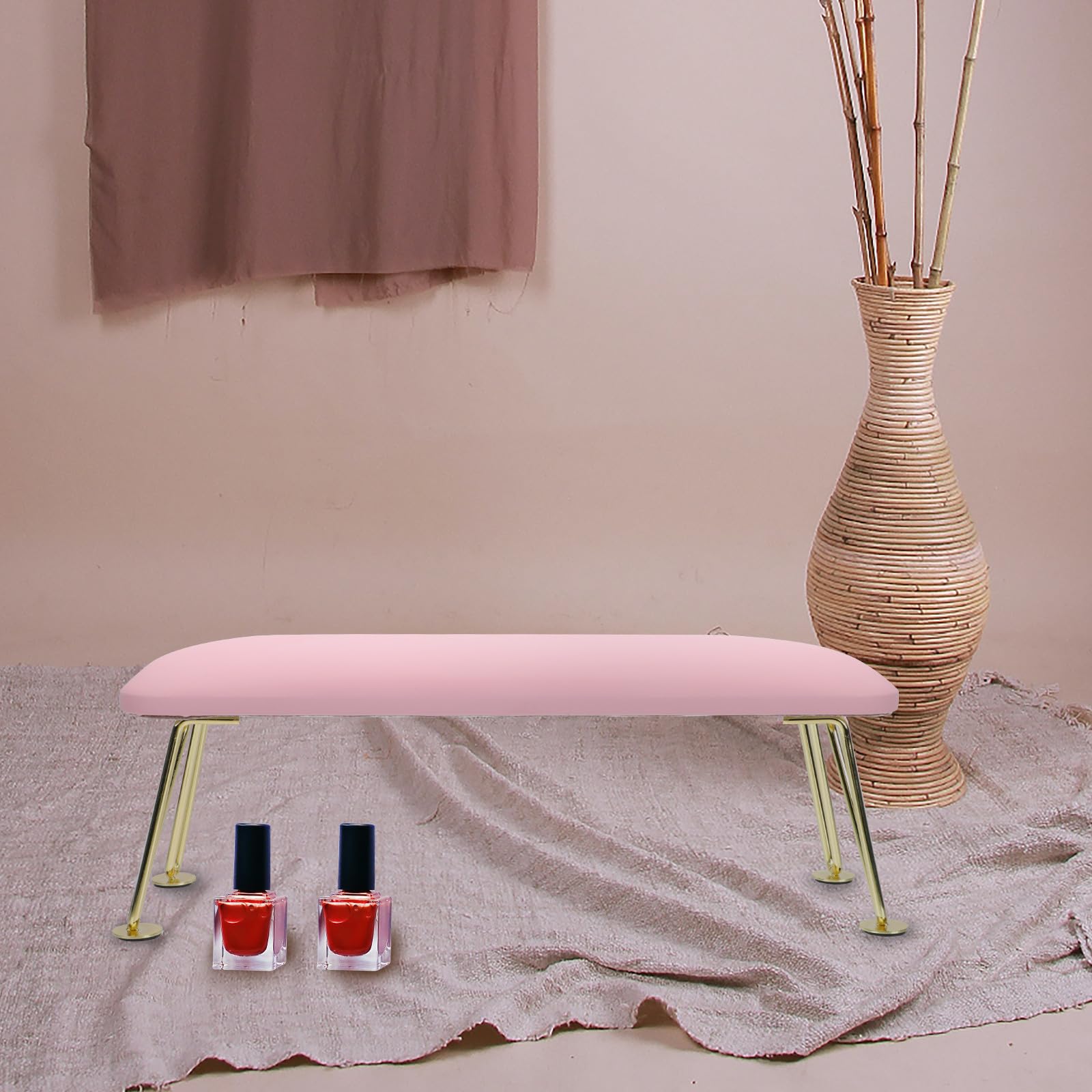 Cuscino per Manicure in Pelle Rosa Supporto Polso Ergonomico per Nail Art Antifatica e Poggiamano Estetista per Uso Professionale e Domestico