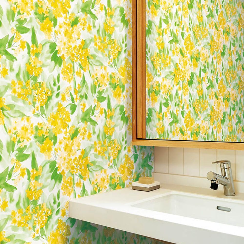 のりページ Amazon | 壁紙屋本舗 壁紙 生のり付き クロス 花柄 黄色