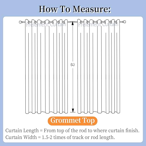 Miniatura 6 de Frelement Cortinas opacas para interiores extra anchas con ojales de níquel para barra transversal y pista de 102 pulgadas de longitud, cortinas de