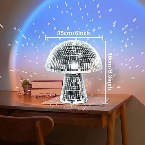 Miniatura 2 de Bola de discoteca con forma de hongo, bola de discoteca plateada con purpurina, luces de bola de discoteca reflectantes para fiestas, habitaciones,
