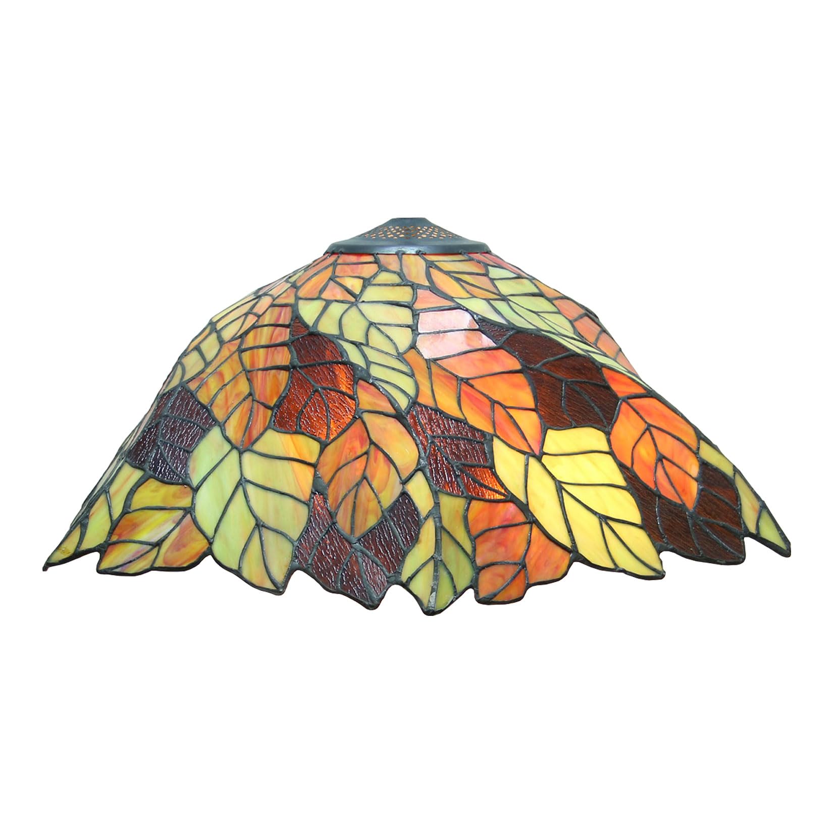 SaryEdge Tiffany Table Lamp Shade Replacement Only 20X9 Inch Stained Glass Lampshades, Pastoral Romance Yellow Green Leaf Light Cover for Desk Light Floor Lamp Pendant Light Study Read，