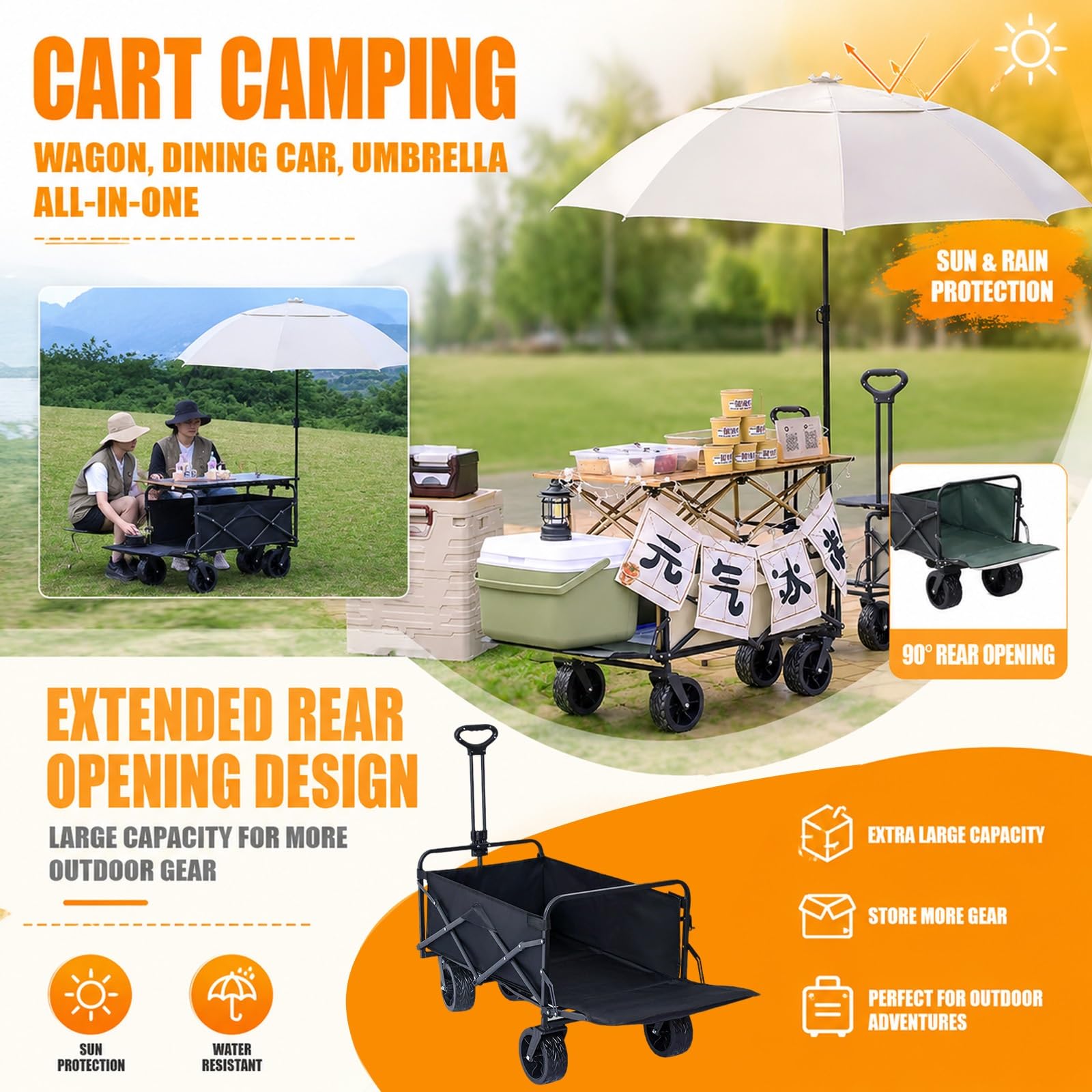 HARELA Genérico Puesto de Mercado con toldo, Móvil de Venta Ambulante de Comida, Puestos Plegables para Puestos Callejeros, Ferias De Artesanía(Green,94cm/37in)